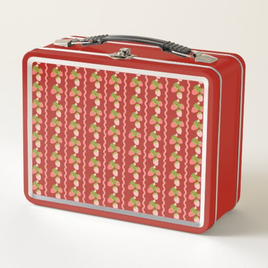 Lunch Box Strawberry pattern trellis spring summer kids (Devant)