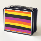 Lunch Box Stripes inégales - Noir, rose, orange et jaune (Dos)