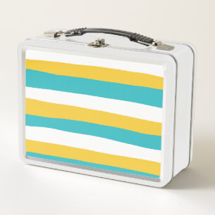 Lunch Box Stripes inégales - Turquoise et Jaune