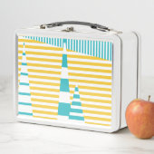 Lunch Box Stripes on Stripes - Turquoise et Jaune (En situation)