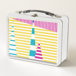 Lunch Box Stripes on Stripes - Turquoise, Jaune et Rose