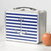 Lunch Box Style Chrome Ancre mince sur les rayures de marine (En situation)