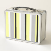 Lunch Box Stylish Yellow and Grey Striped Monogram (Dos)