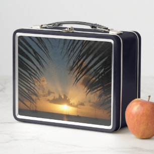 Lunch Box Sunset Through Palm Fronds