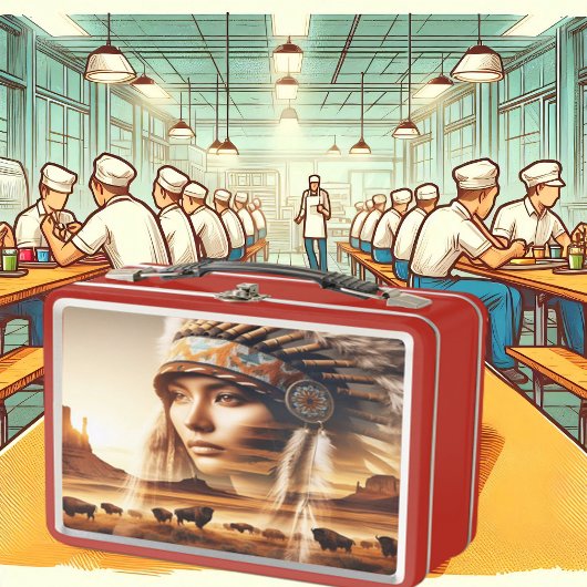 Lunch Box Sunset Warrior Metal Art