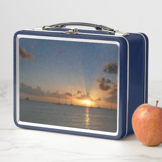Lunch Box Sunset with Sailboats Tropical Landscape Photo (En situation)