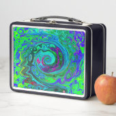 Lunch Box Super Abstrait Retro Green et Blue Swirl (En situation)
