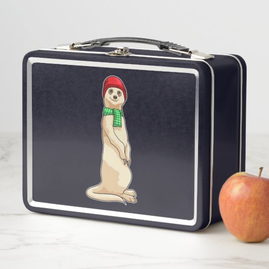 Lunch Box Suricate avec chapeau et écharpe (En situation)