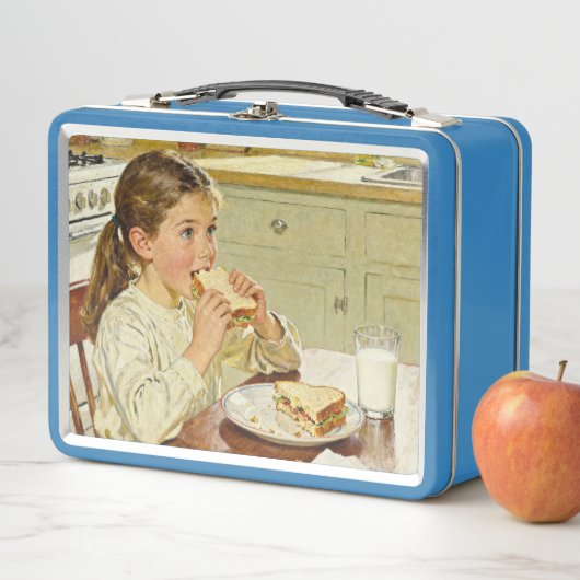 Lunch Box Sweet Modest Design – Girl Eating a Sandwich (En situation)