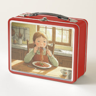 Lunch Box Sweet Modest Design – Jewish Girl Eating Pasta
