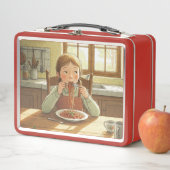 Lunch Box Sweet Modest Design – Jewish Girl Eating Pasta (En situation)