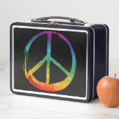 Lunch Box Symbole de la PAIX - Hippie Aquarelle teinture Cra (En situation)