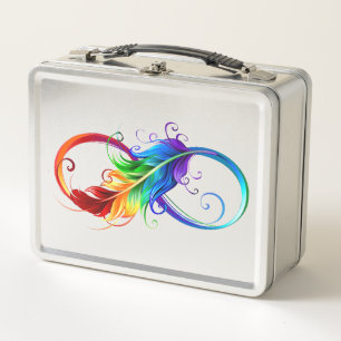 Lunch Box Symbole d'infini avec plume arc-en-ciel