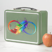 Lunch Box Symbole d'infini avec plume arc-en-ciel (En situation)