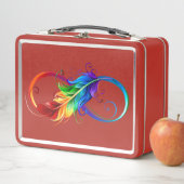 Lunch Box Symbole d'infini avec plume arc-en-ciel (En situation)