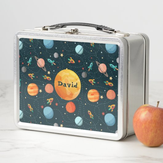 Lunch Box Système solaire spatial mignon Nom personnalisé de (En situation)