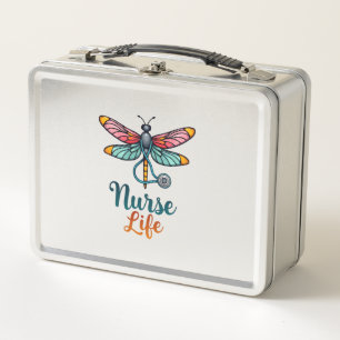 Lunch Box T-Shirt (2) Vie d'infirmière libellule colorée
