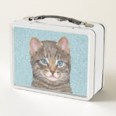 Lunch Box Tabby Gris Peinture Chat - Cute Original Art Chat (Dos)