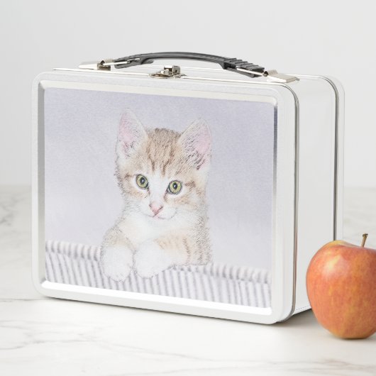 Lunch Box Tabby Orange Kitten Peinture - Art Chat original (En situation)
