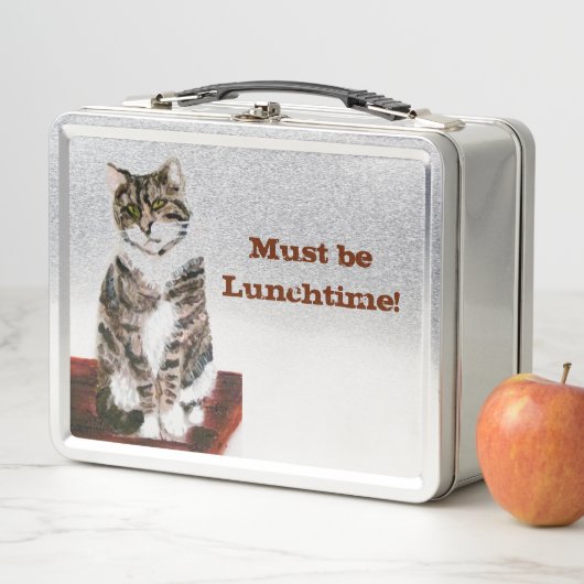 Lunch Box Tableau Kitty Tabby Chat Personnalisé (En situation)