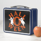 Lunch Box Tape à l'Œil Orange Typographie Fantômes (En situation)
