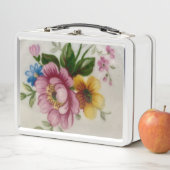 Lunch Box Tea Cup Floral Bouquet Boîte en métal (En situation)