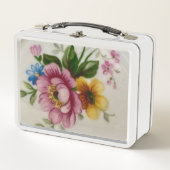 Lunch Box Tea Cup Floral Bouquet Boîte en métal (Devant)