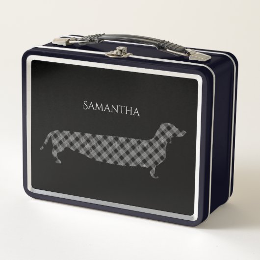 Lunch Box Teckel de plaid sur le noir (Devant)