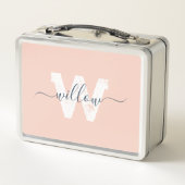 Lunch Box Tendance Blush Pink Script Typographie Monographie (Dos)