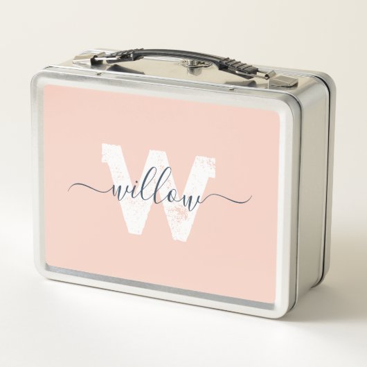 Lunch Box Tendance Blush Pink Script Typographie Monographie (Dos)