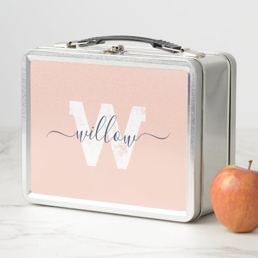 Lunch Box Tendance Blush Pink Script Typographie Monographie (En situation)