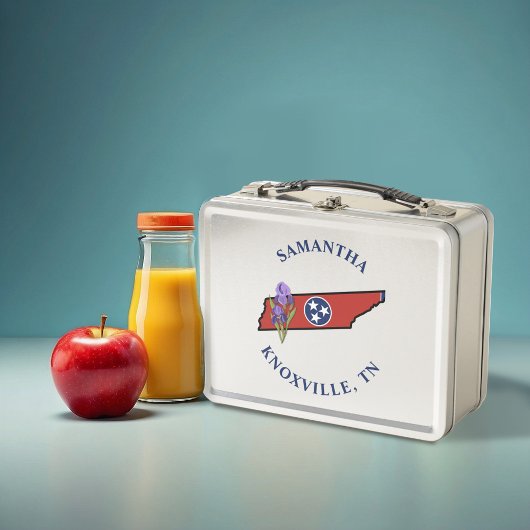Lunch Box Tennessee Drapeau et Fleur pourpre Iris Texte pers