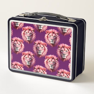 Lunch Box Tête de lion rose motif animal design violet