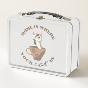 Lunch Box Texte amusant Accueil est l'endroit où votre chat 