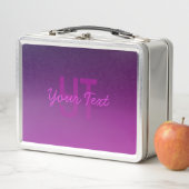 Lunch Box Texte Monogrammé Moderne Éditable & Ombre Violet (En situation)