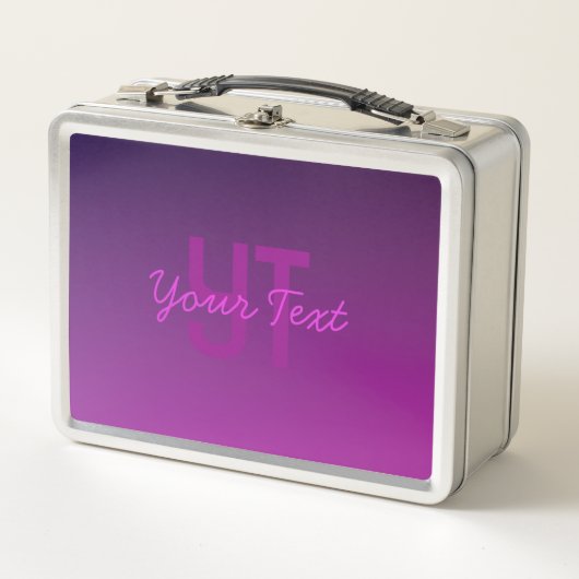 Lunch Box Texte Monogrammé Moderne Éditable & Ombre Violet (Devant)