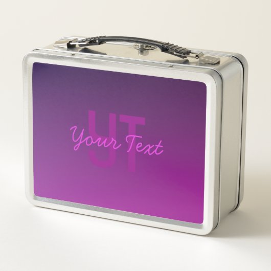 Lunch Box Texte monogramme modifiable moderne & Ombre violet (Dos)