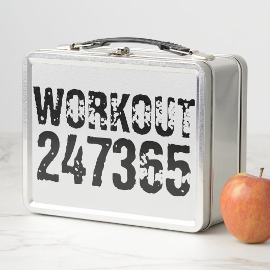 Lunch Box Texte usé et rayé Workout 247365 noir (En situation)