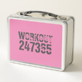 Lunch Box Texte usé et rayé Workout 247365 rose (Dos)