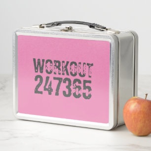 Lunch Box Texte usé et rayé Workout 247365 rose