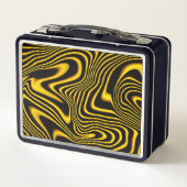 Lunch Box Texture de tourbillons noir jaune or (Dos)