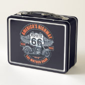 Lunch Box Thème de base foncé Route 66 Motos (Dos)