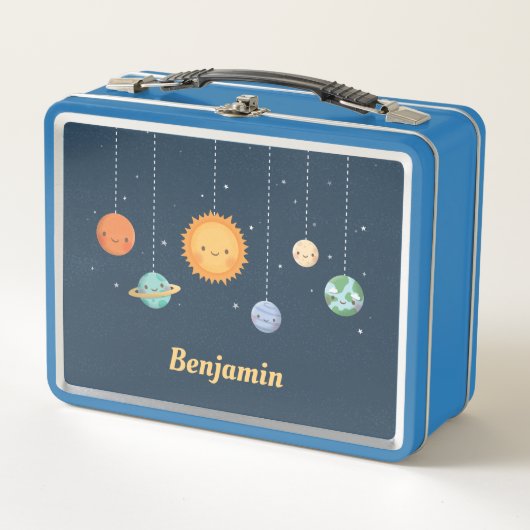 Lunch Box Thème spatial avec soleil et planètes mignons pour (Devant)