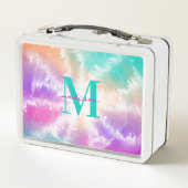 Lunch Box Tie Dye Pastel Rose Orange Turquoise Violet Monogr (Dos)