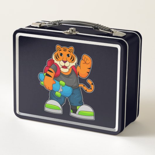 Lunch Box Tiger comme patineur avec skateboard (Devant)