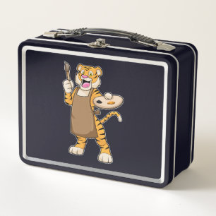 Lunch Box Tigre à la peinture avec peinture et pinceau