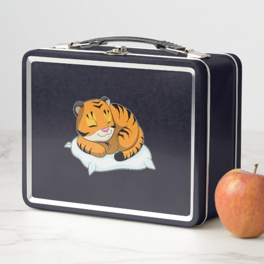 Lunch Box Tigre au coucher avec Coussin (En situation)