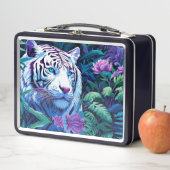 Lunch Box Tigre blanc en fleurs violettes (En situation)