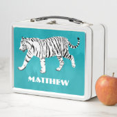 Lunch Box Tigre blanc, Turquoise, bleu turquoise Personnalis (En situation)