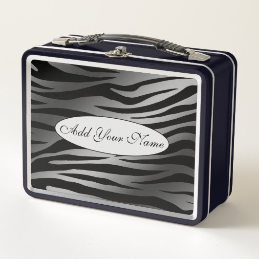 Lunch Box Tigre d'argent moderne Ajouter votre texte (Devant)